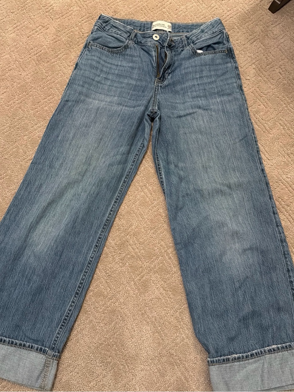 abercrombie kids Relaxed Light-Blue Wide Leg Jeans